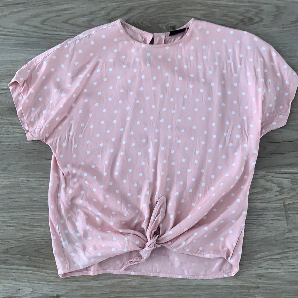 80s vintage Liz Sport pink polka dots shirt